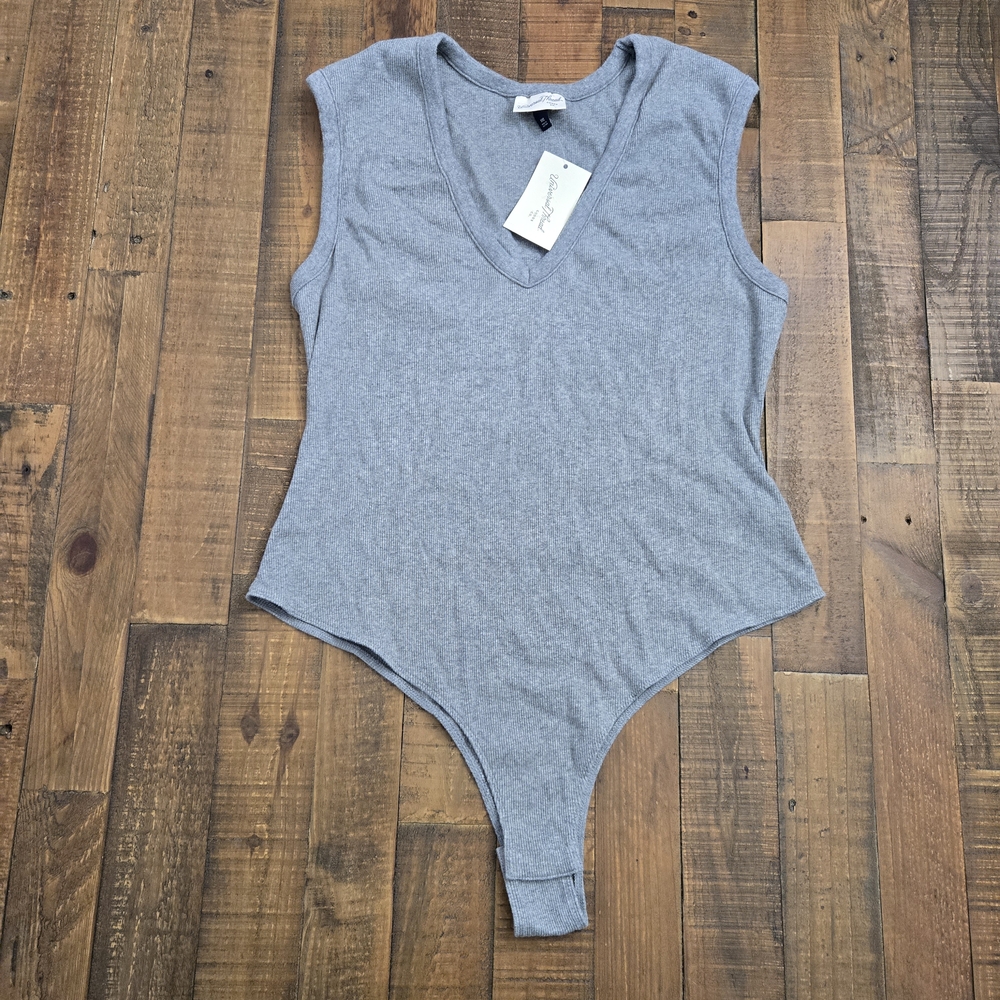 NWT Universal Thread Sleeveless Grey Ribbed Bodysuit Size XXL